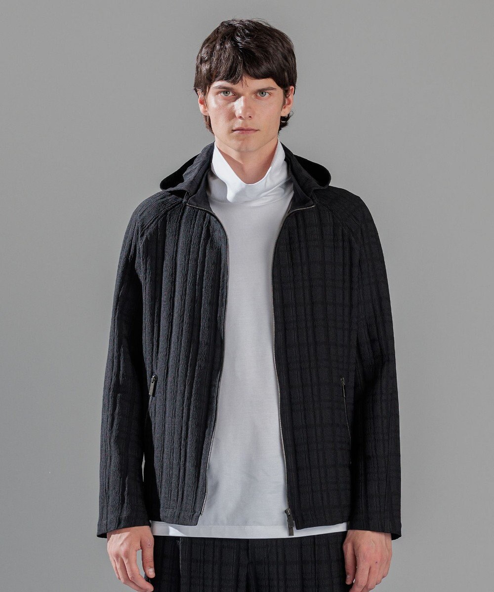 JOSEPH HOMME グレンチェックジャガードストレッチ  フ―ディーブルゾン 