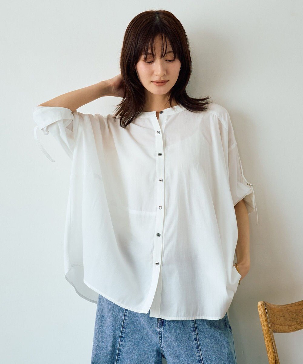 YECCA VECCA 2wayドロストスリーブバンドカラーシャツ 