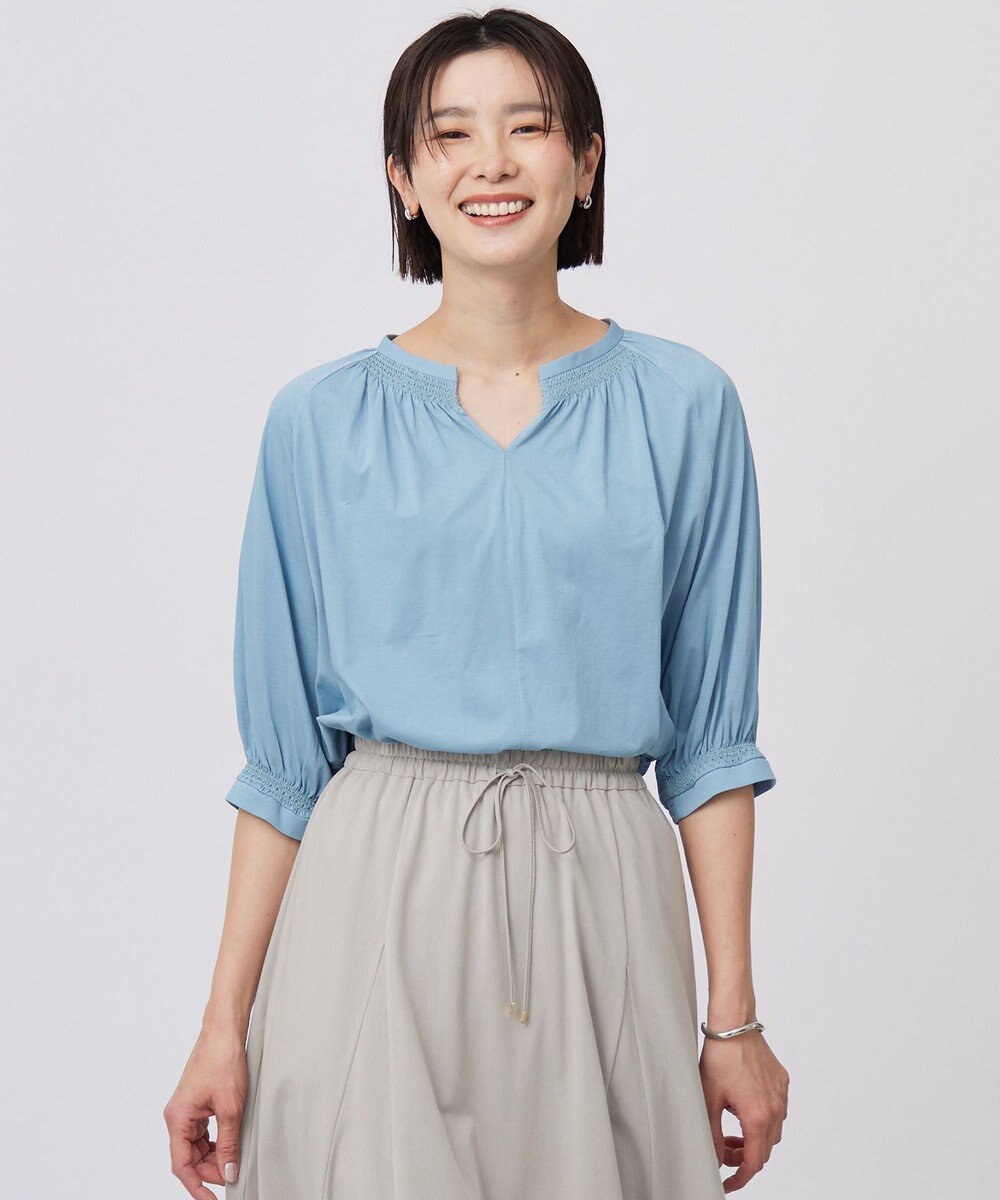 J.PRESS LADIES 【洗える】トリコットバイオ シャーリング カットソー 