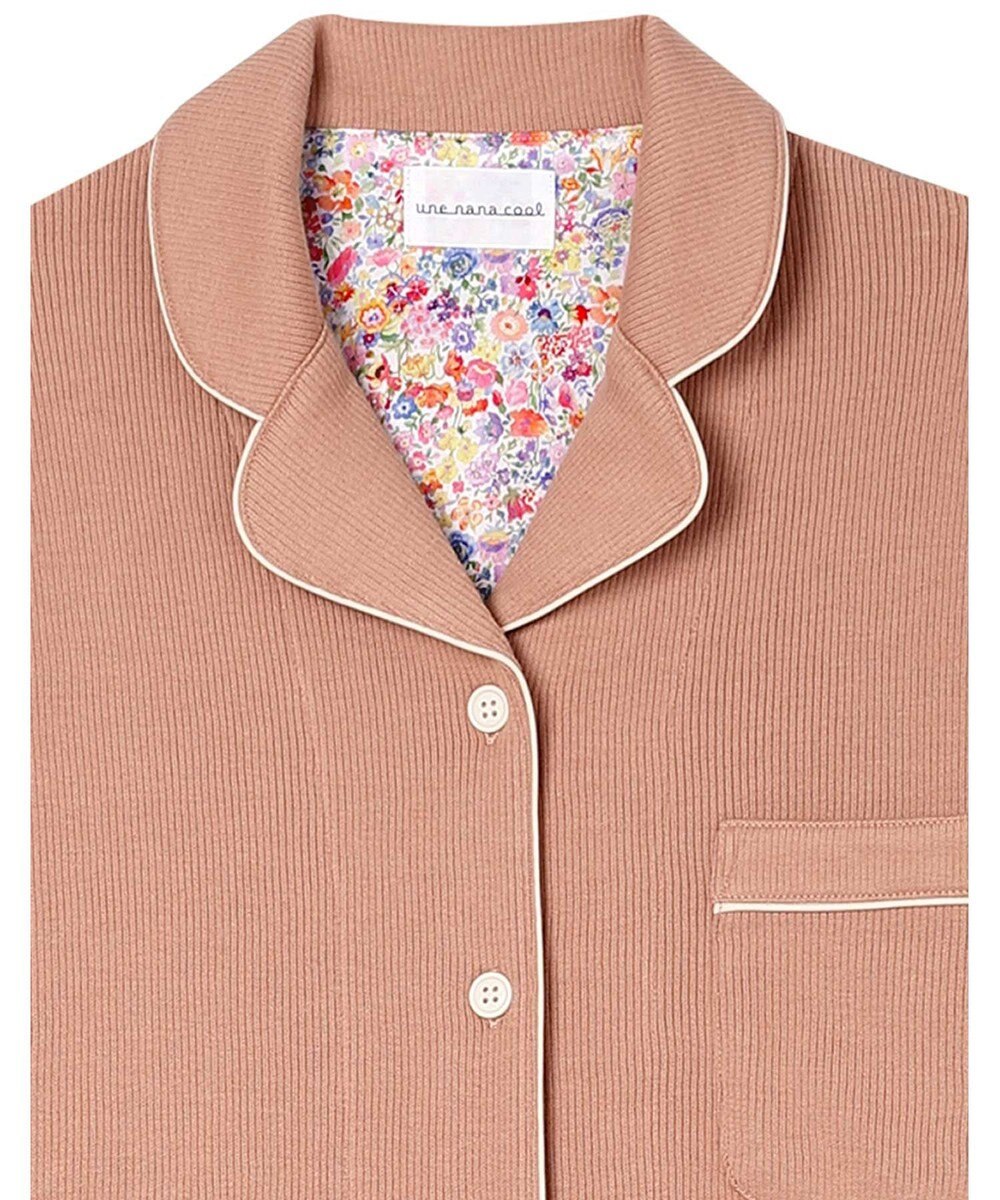 une nana cool 【綿混】ソフトコットンリブ 長袖開襟パジャマ MADE WITH LIBERTY FABRIC 
