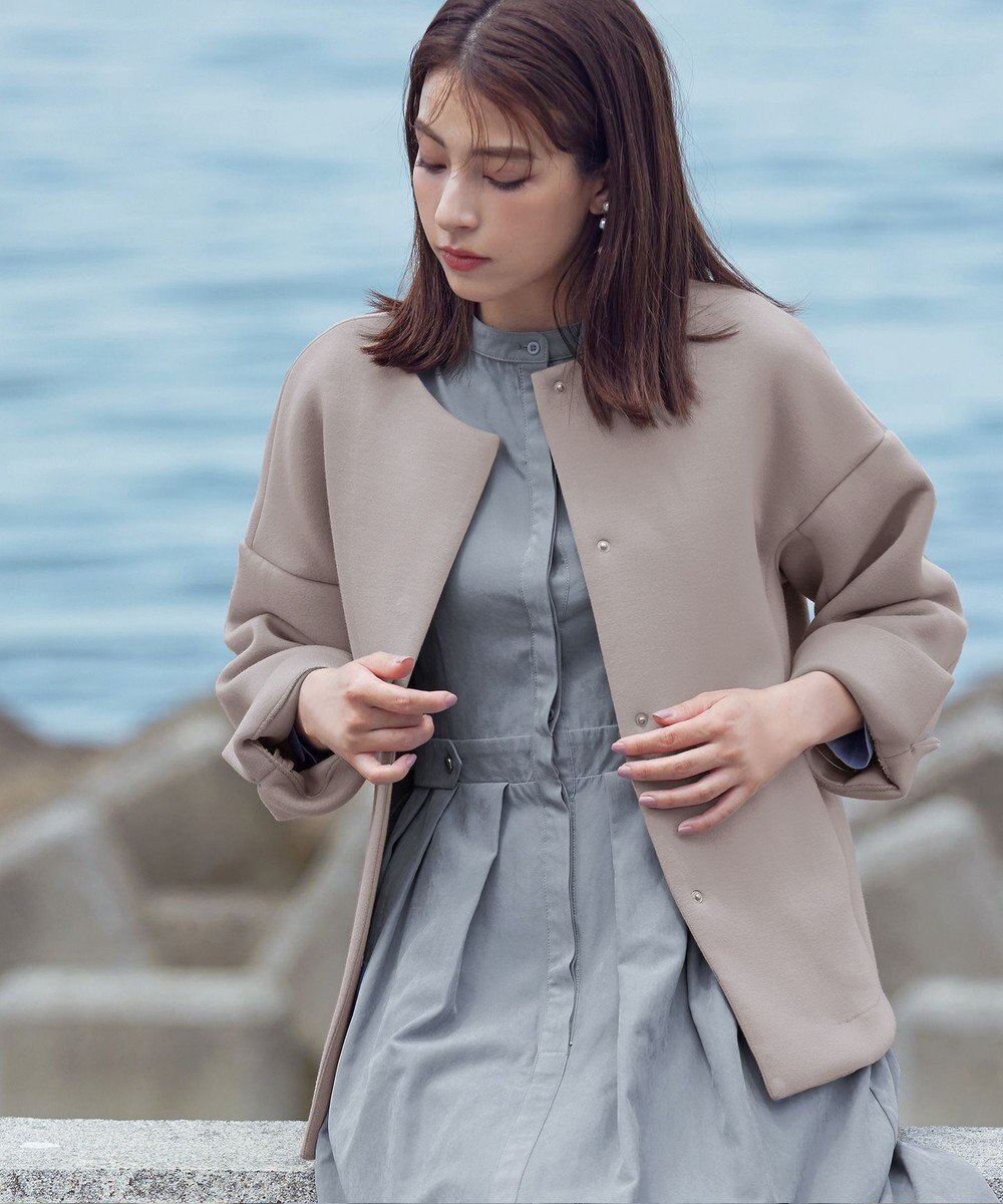 Tiaclasse ダイバー素材ノーカラージャケット 