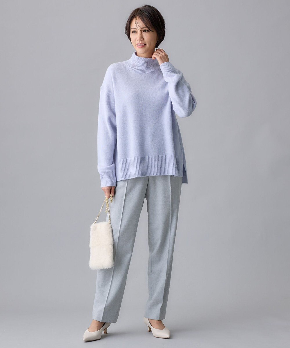 自由区 【洗える】ウールカシミヤブレンドハイネック ニット 