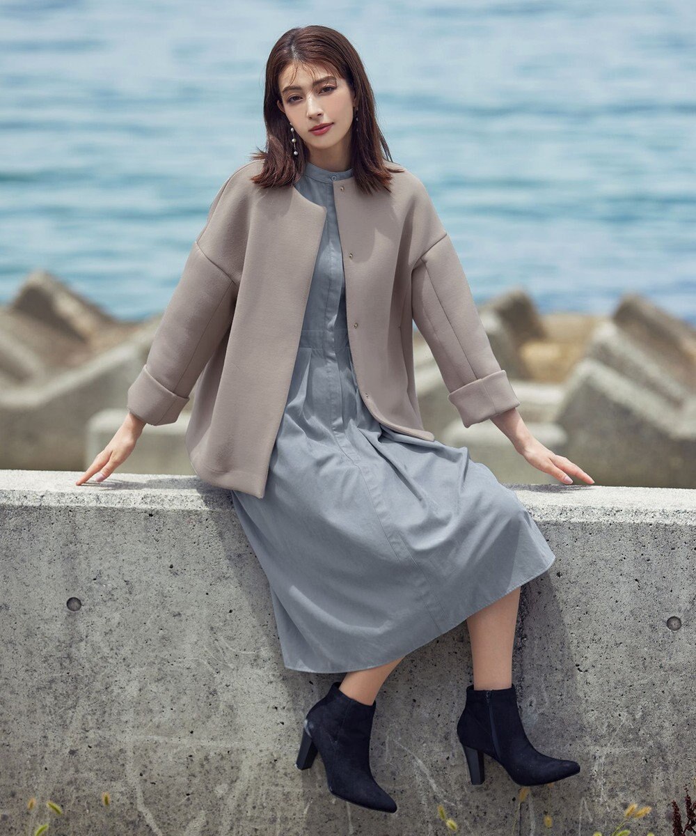 Tiaclasse ダイバー素材ノーカラージャケット 