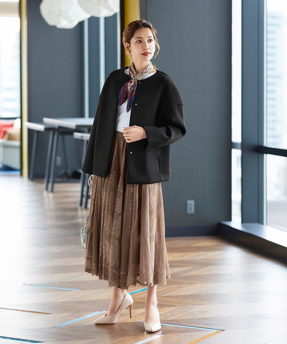 Tiaclasse ダイバー素材ノーカラージャケット 