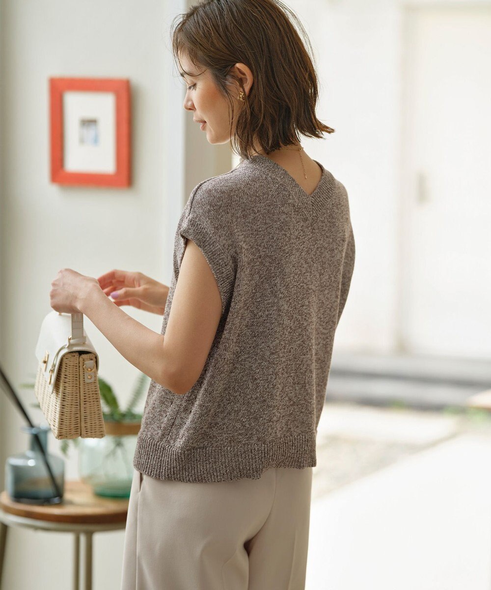 組曲 【WEB限定・前後着用可】コットンポリエステル杢プルオーバー ニット 