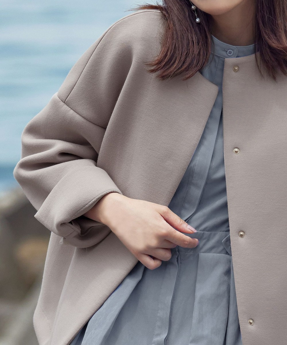 Tiaclasse ダイバー素材ノーカラージャケット 