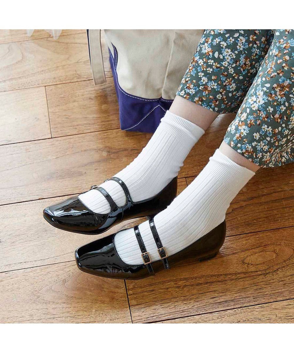 ing <ing>ダブルストラップフラットシューズ 