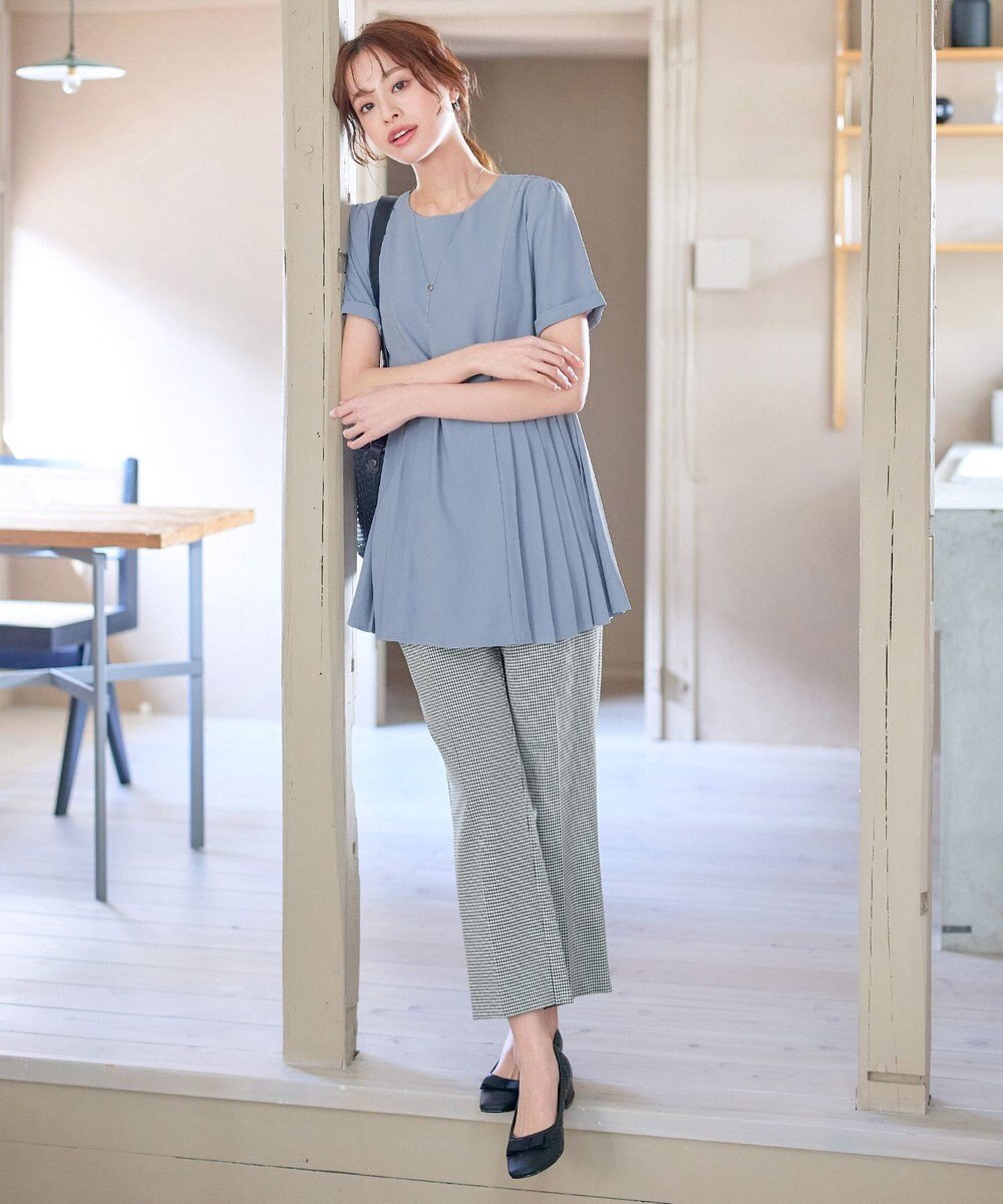 Tiaclasse 【新色追加・洗える】サイドプリーツチュニックブラウス 