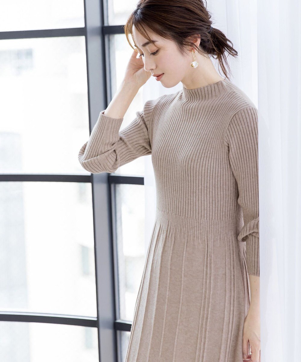 Tiaclasse 【洗える】1着でオシャレ感が出せるニットプリーツワンピース 