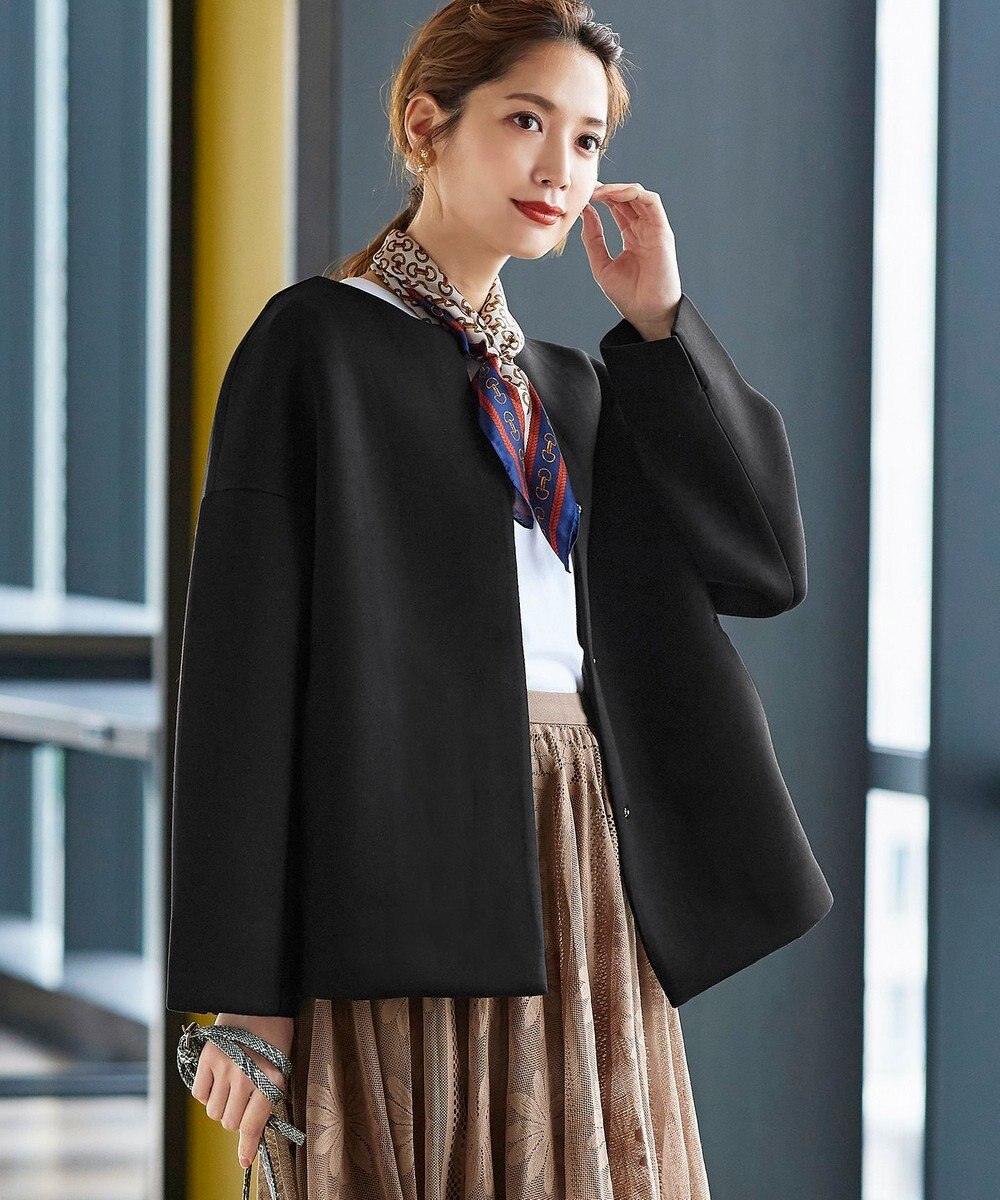 Tiaclasse ダイバー素材ノーカラージャケット 