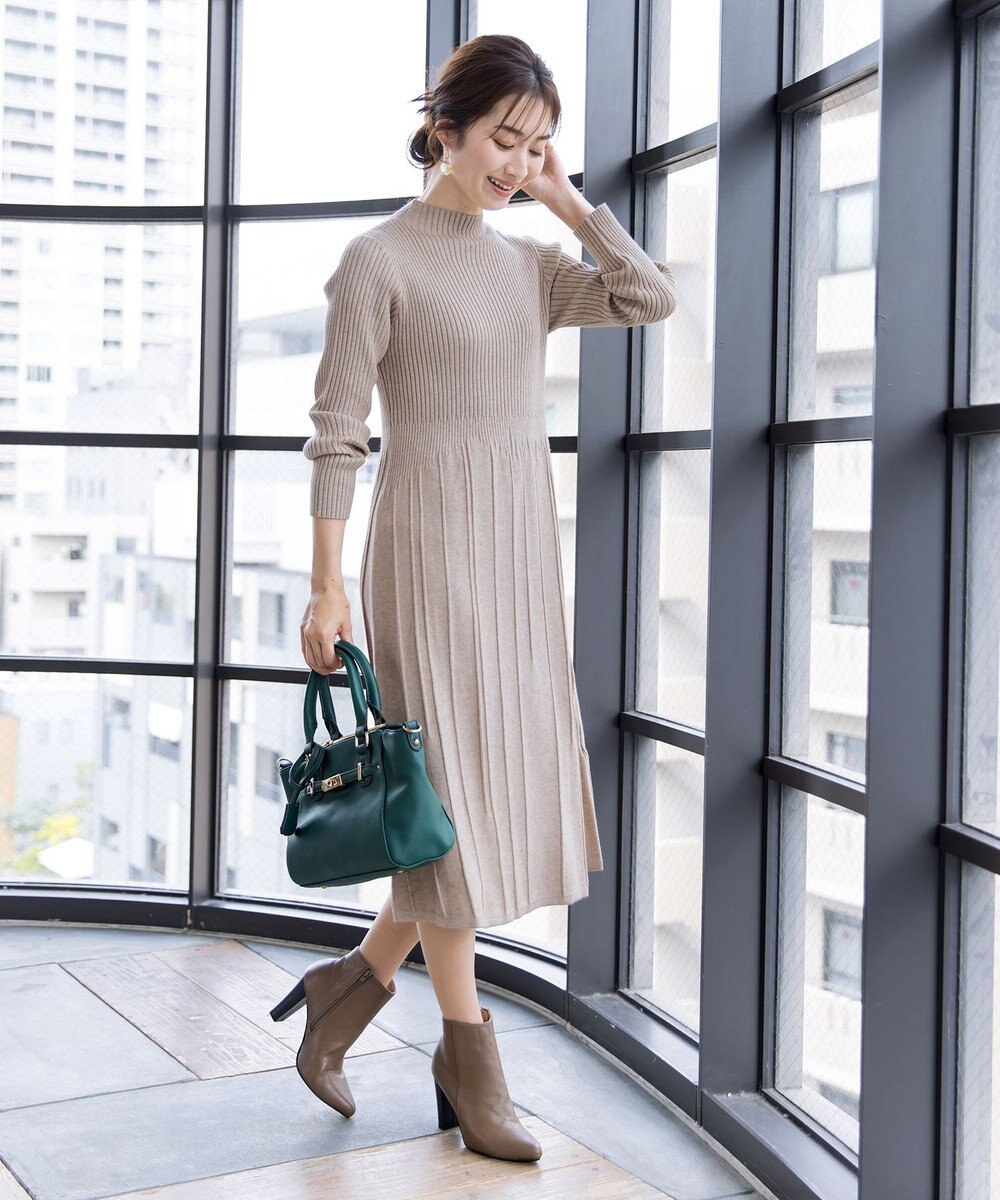 Tiaclasse 【洗える】1着でオシャレ感が出せるニットプリーツワンピース 