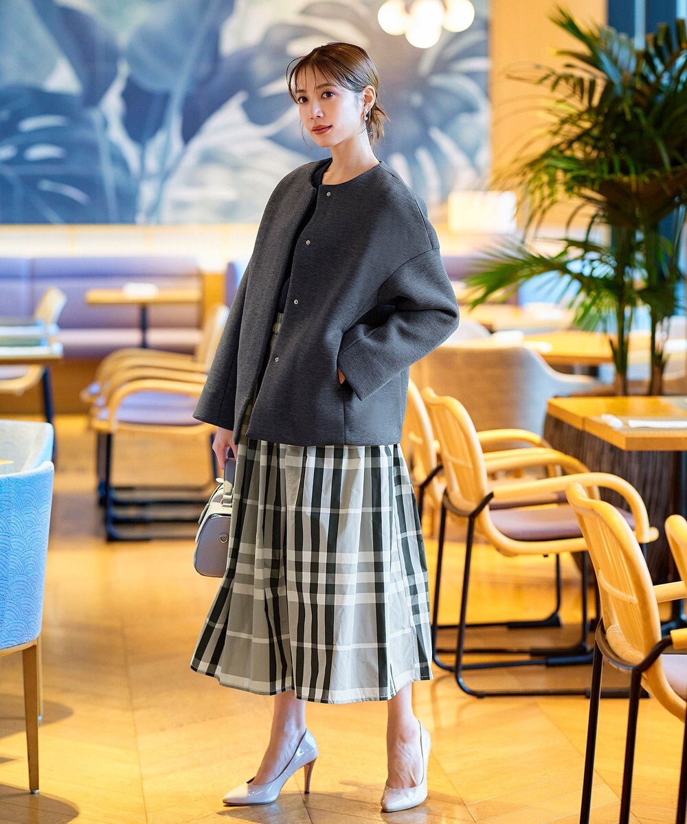 Tiaclasse ダイバー素材ノーカラージャケット 