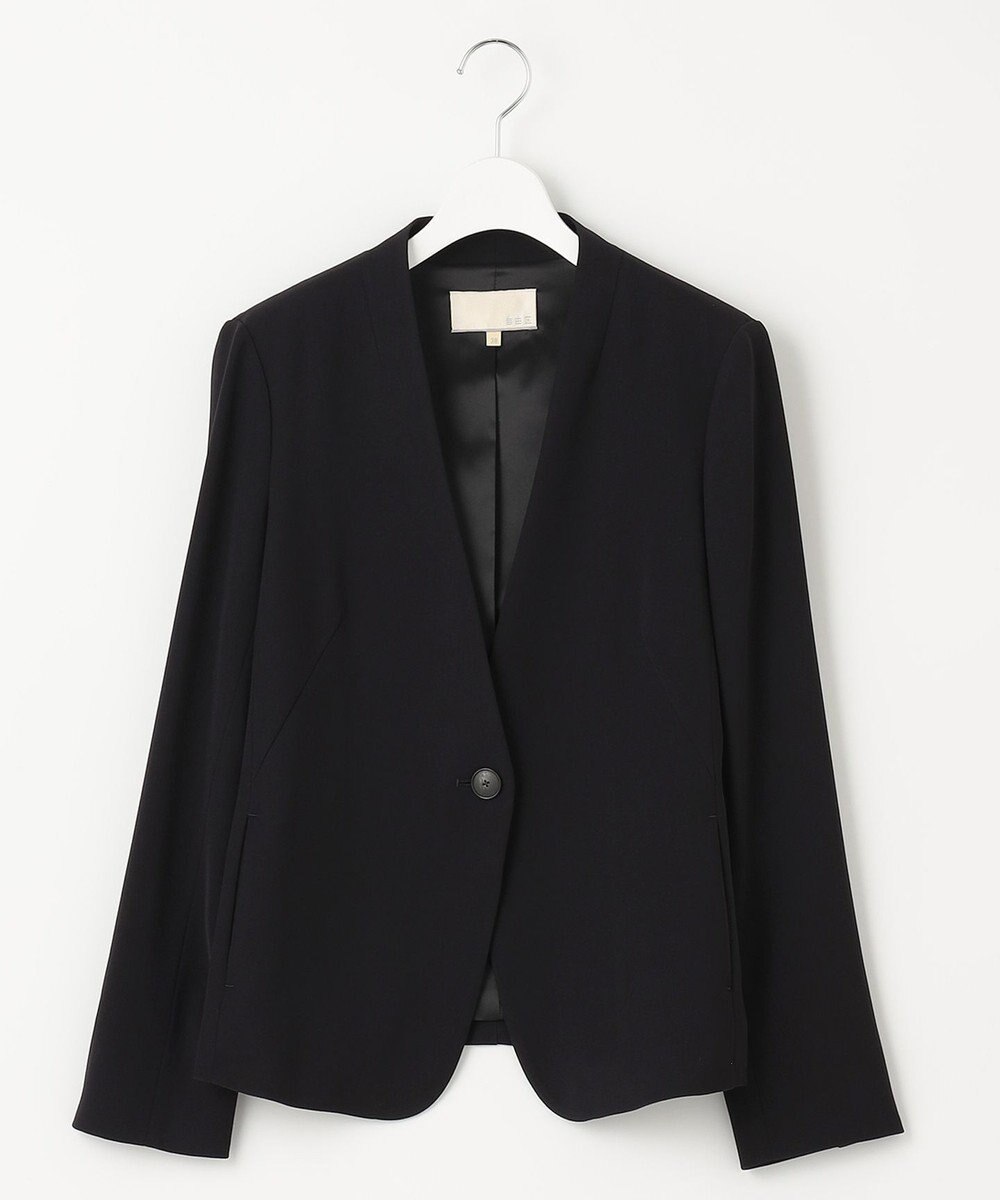 自由区 【XSサイズ～/洗える】ダブルフェイススーティング ノーカラージャケット 