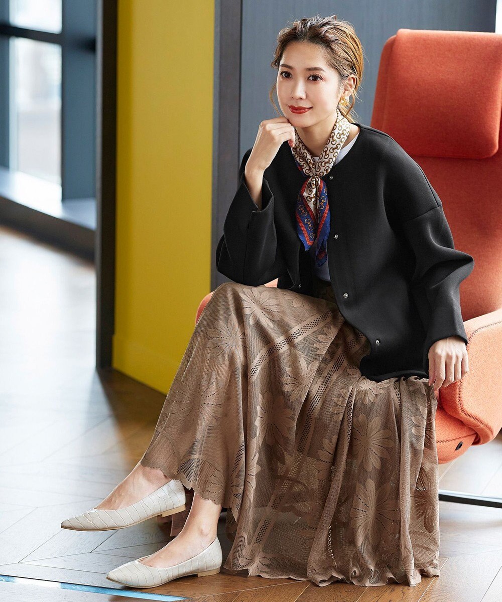 Tiaclasse ダイバー素材ノーカラージャケット 