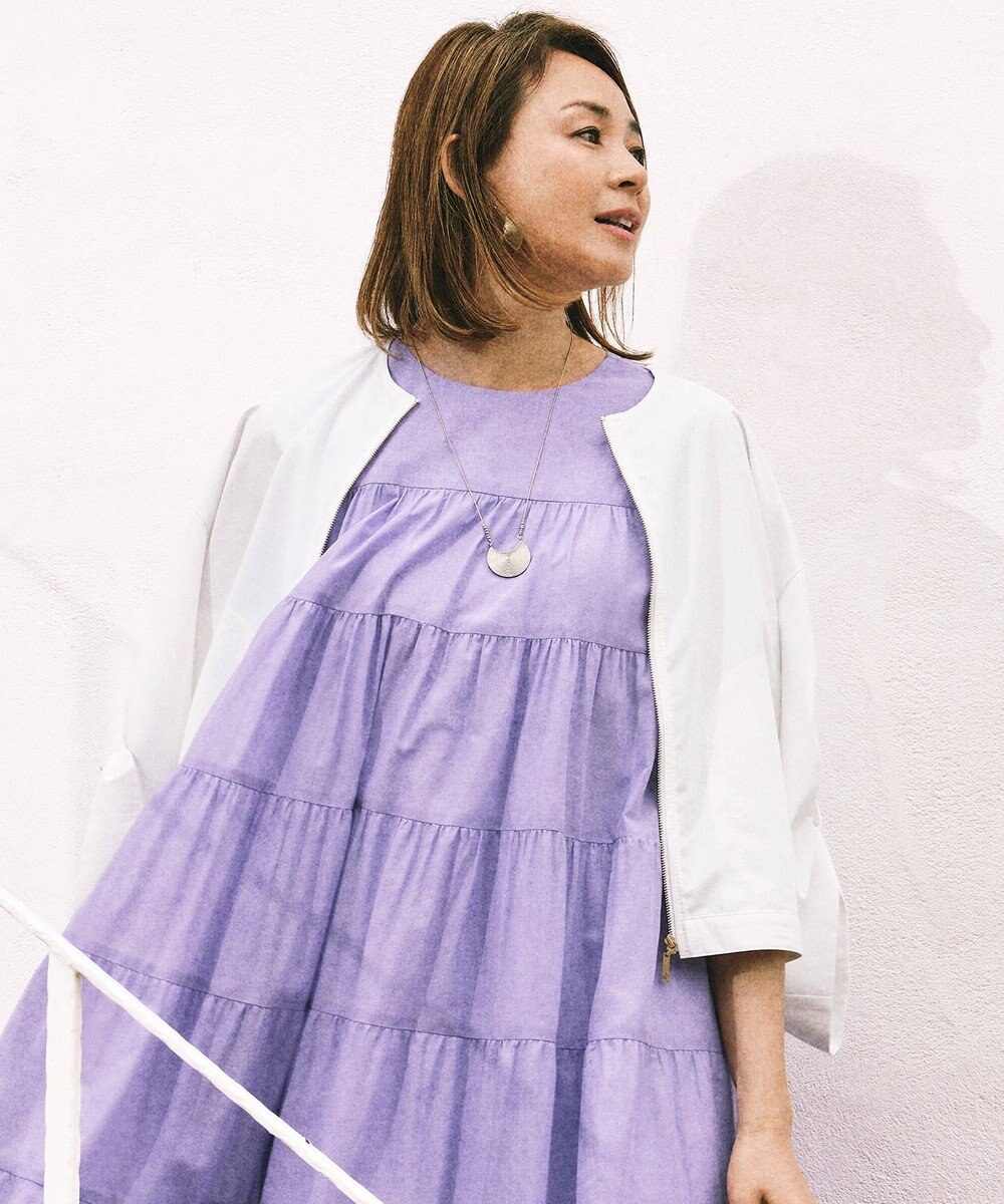自由区 【SHIHOさん着用】ファンクショナルブロードノーカラー ブルゾン 