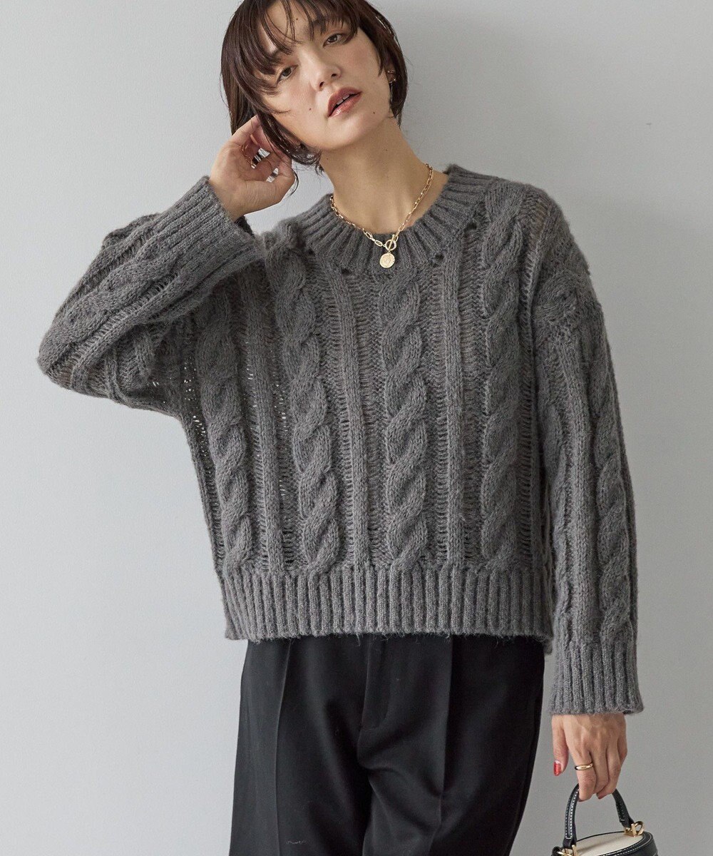 AMERICAN HOLIC 透かしケーブルニットプルオーバー 