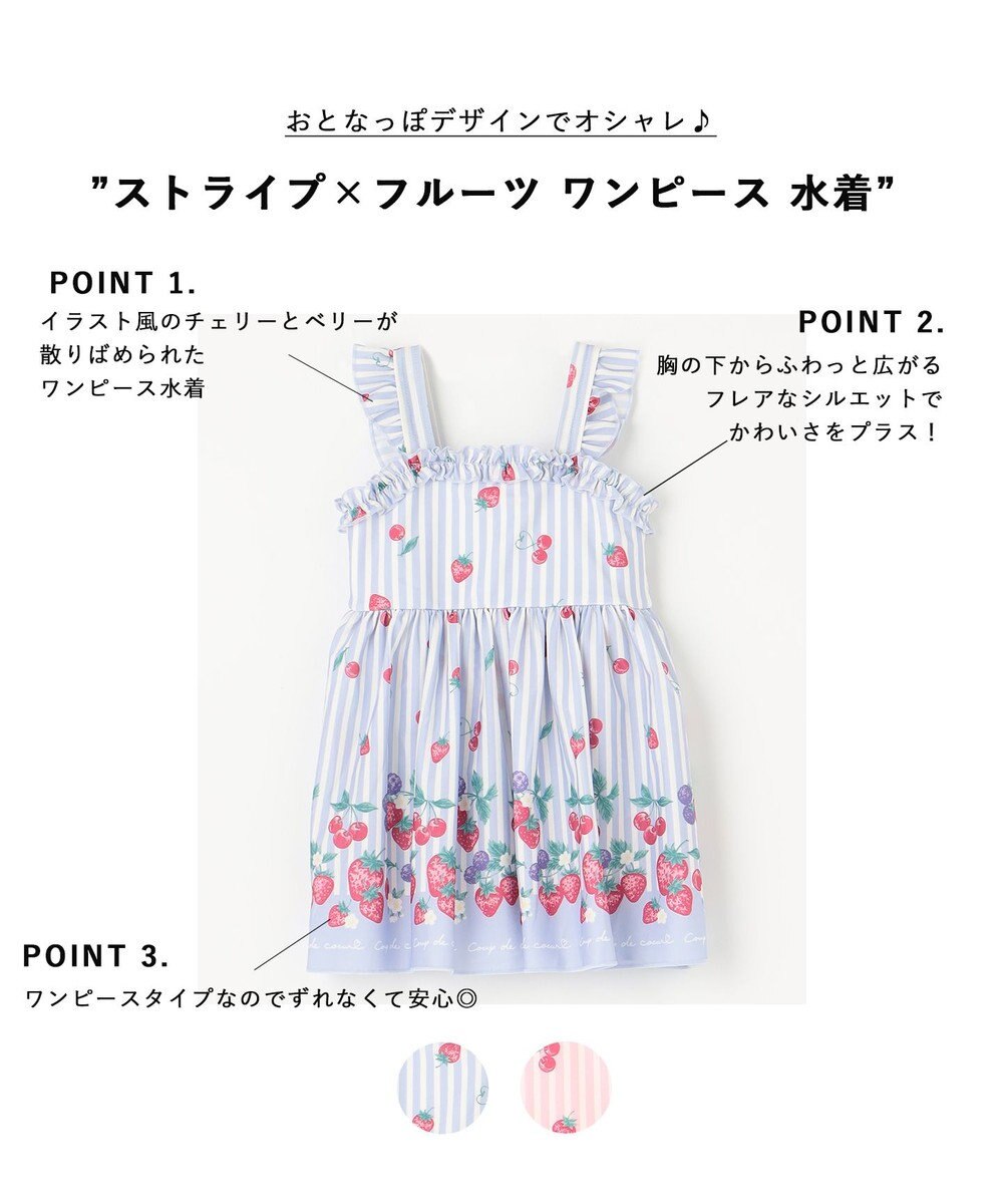 ANY KIDS ストライプ×フルーツ ワンピース 水着 