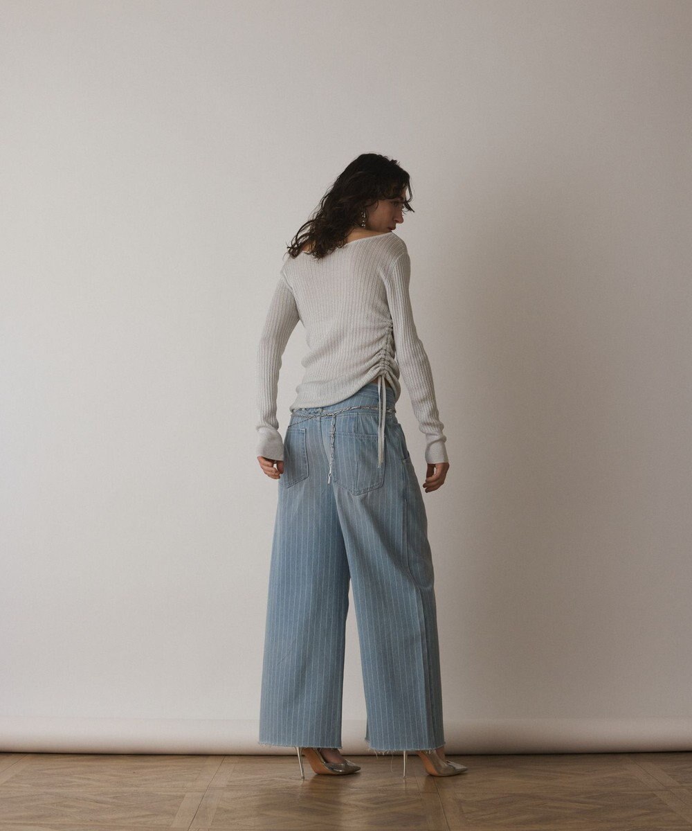 GRACE CONTINENTAL ラメリブクルーネックトップ 