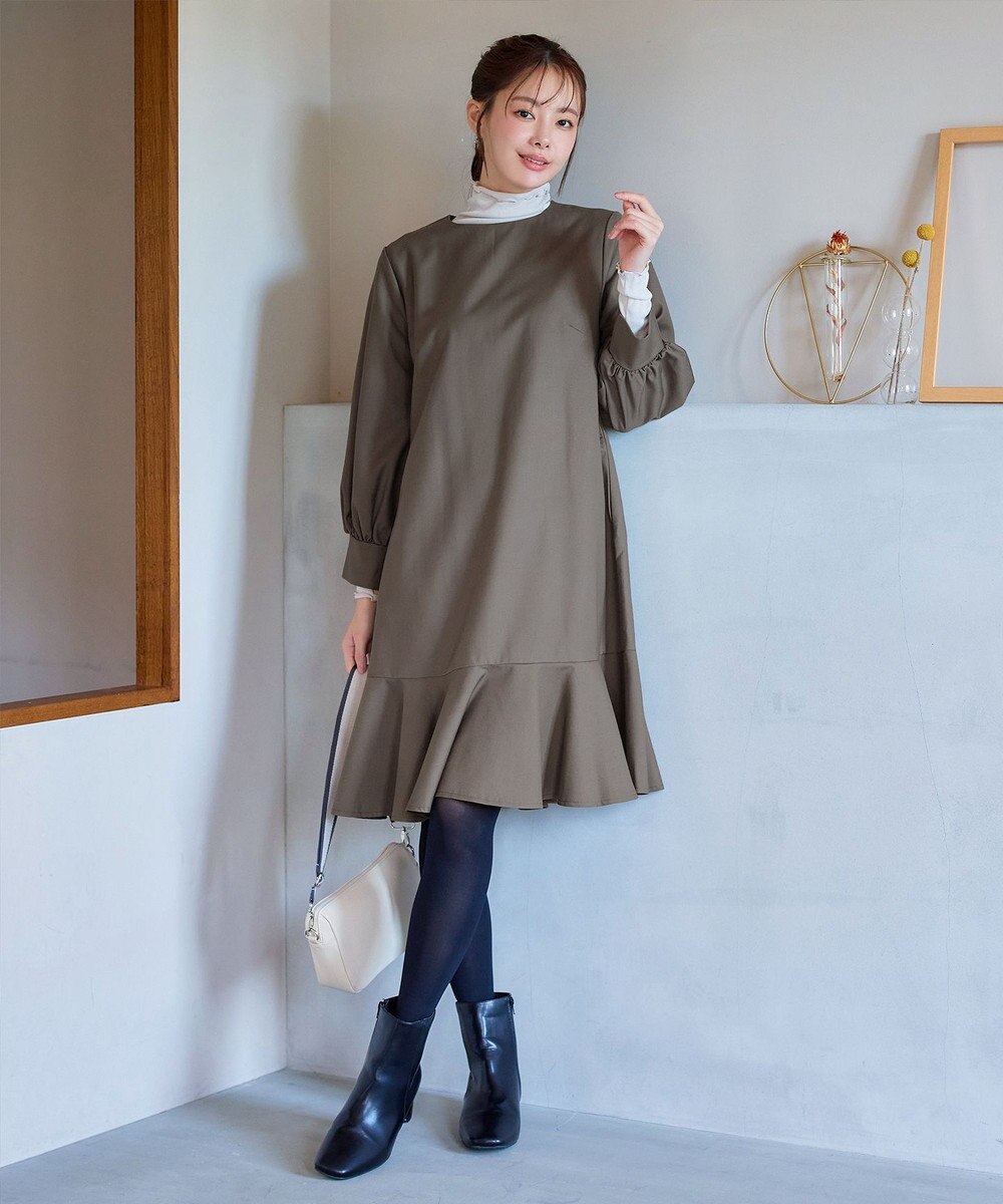 Tiaclasse L 裾フレアパフスリーブワンピース 