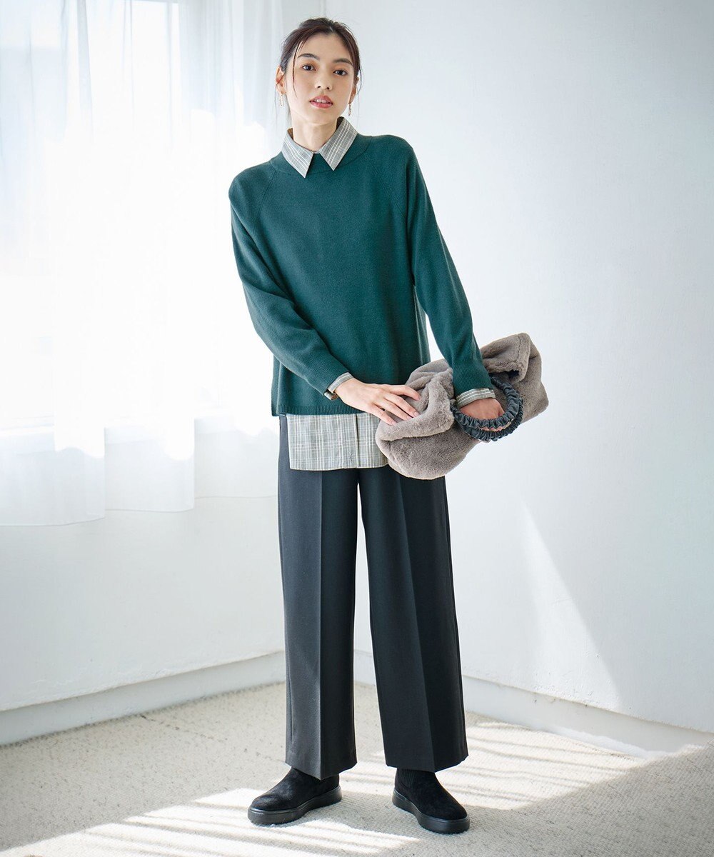 ANY L 【ウエストゴム/リントラク加工/裏起毛/ストレッチ】シークレットウォーム　ワイドパンツ 