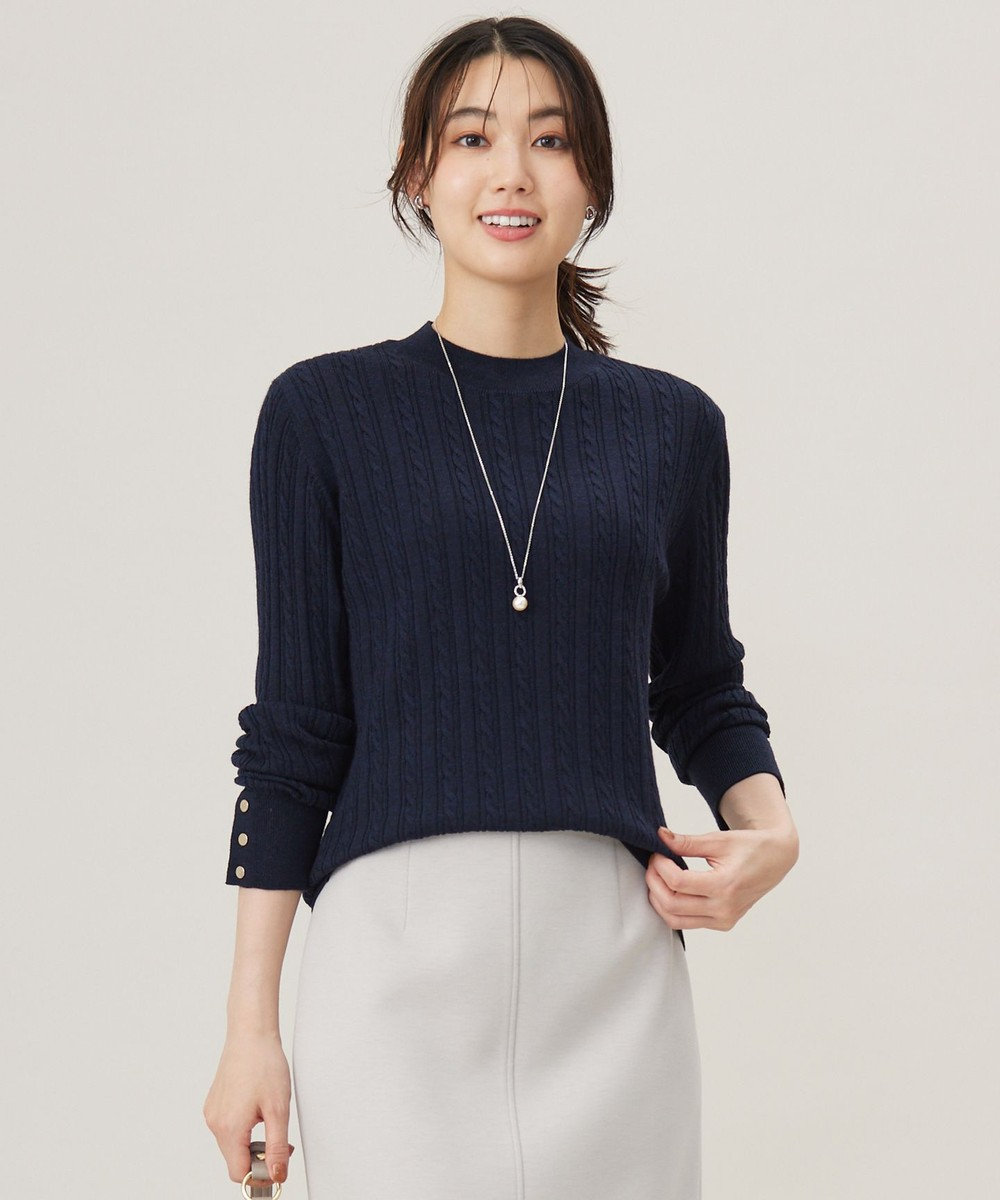 J.PRESS LADIES S 【洗える】KNIT BASIC クルーネック ニット トップネイビー系