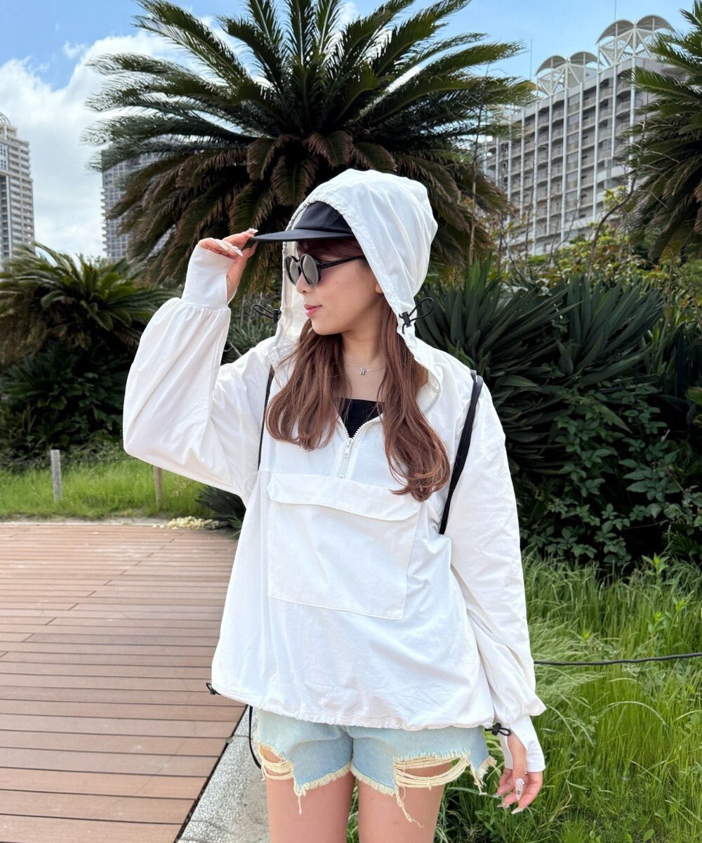 WEGO 【UVカット/吸水速乾/水陸両用/ラッシュガード】ハーフジップアノラックパーカー 