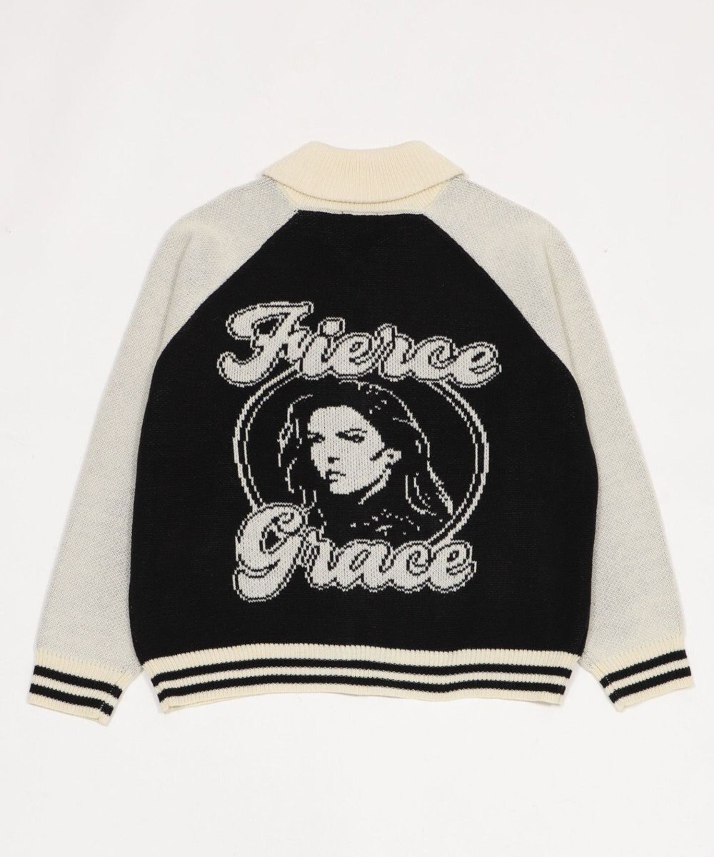 WEGO 【ユニセックス着用ITEM】グラフィックZIPニットブルゾン 