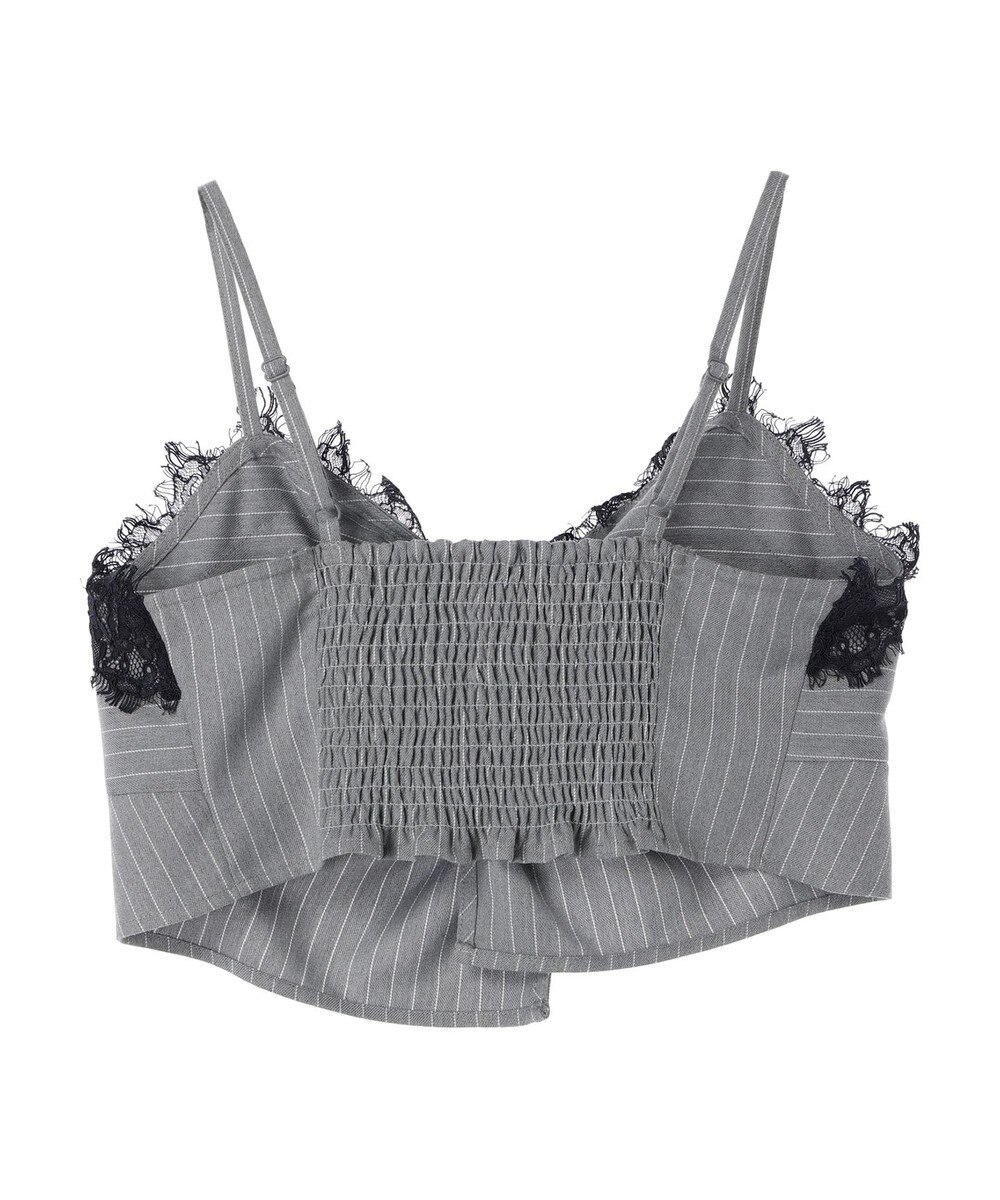 earth music&ecology ピンストライプ胸元レースビスチェ 