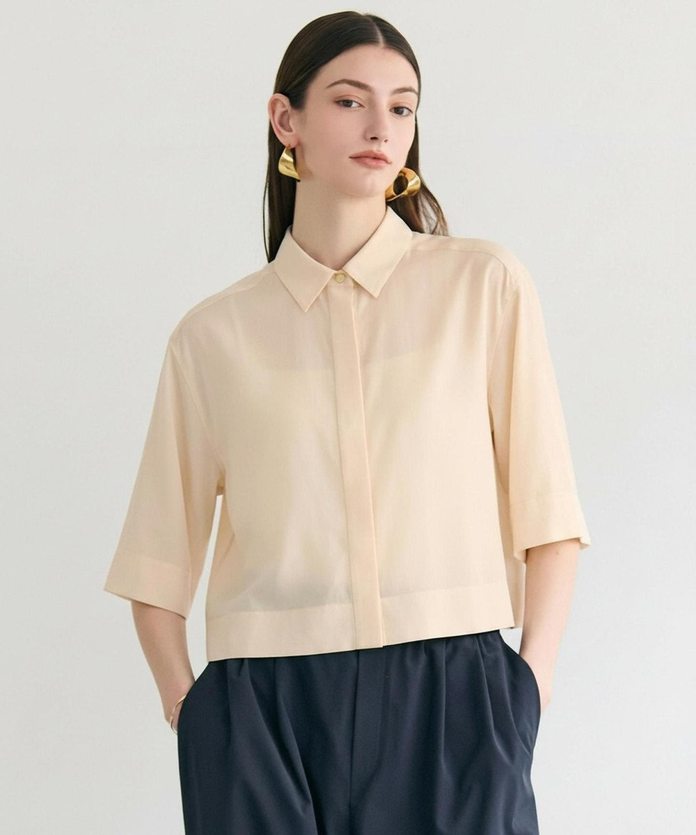 BEIGE， BAC / コットンシアー ショートレングスシャツ 