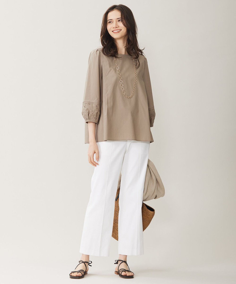 自由区 【洗える】テンセルコットンエンブロイダリープルオーバー ブラウス 