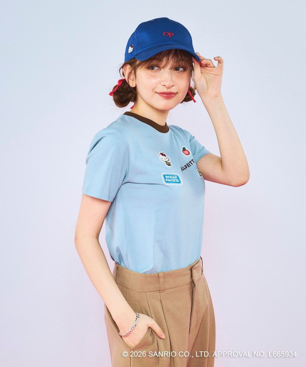 OP／FILA 【Ocean Pacific×ハローキティ】ワッペンリンガーチビTシャツ 