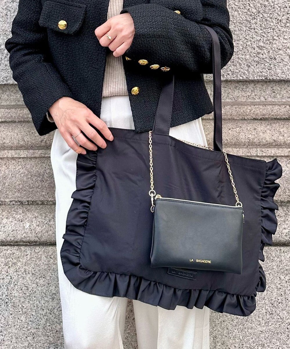 LA BAGAGERIE LA BAGAGERIE×chiyo ポーチ付きフリルエコバッグ 