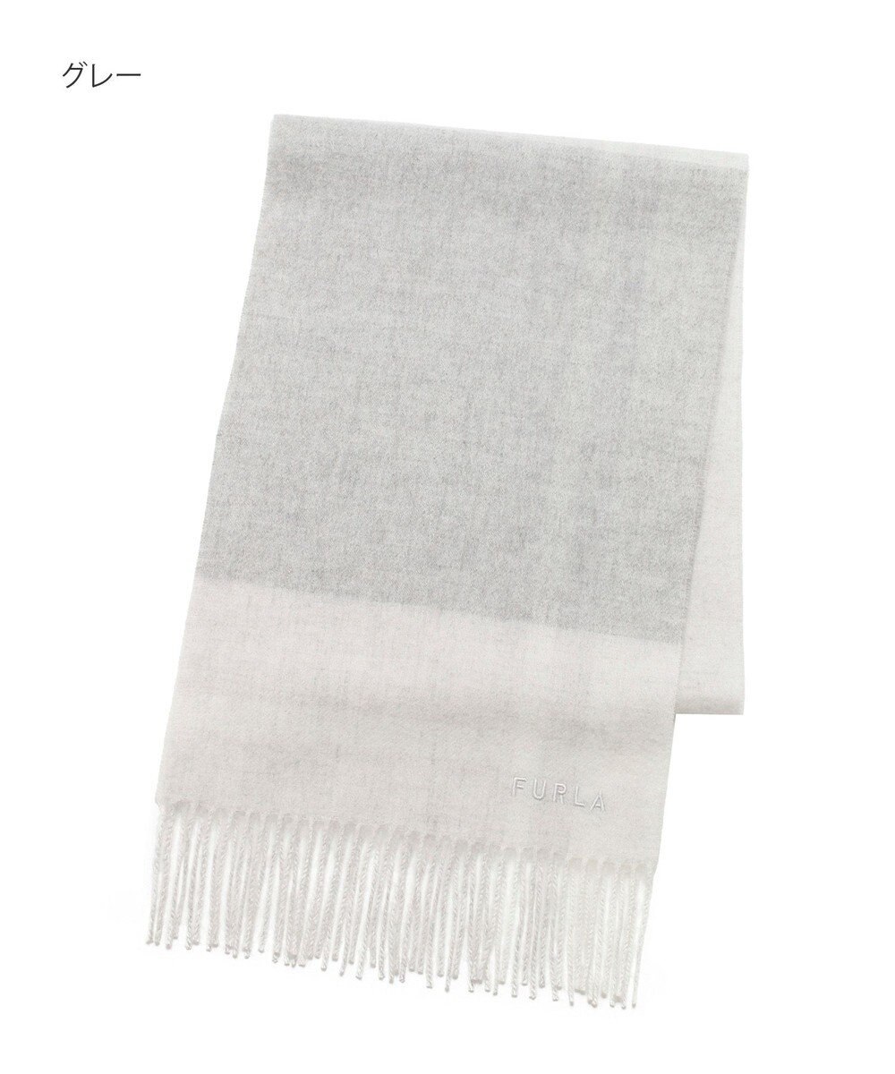 MOONBAT FURLA ウール混ラメ入りブロックチェックストールマフラー／幅30cm 
