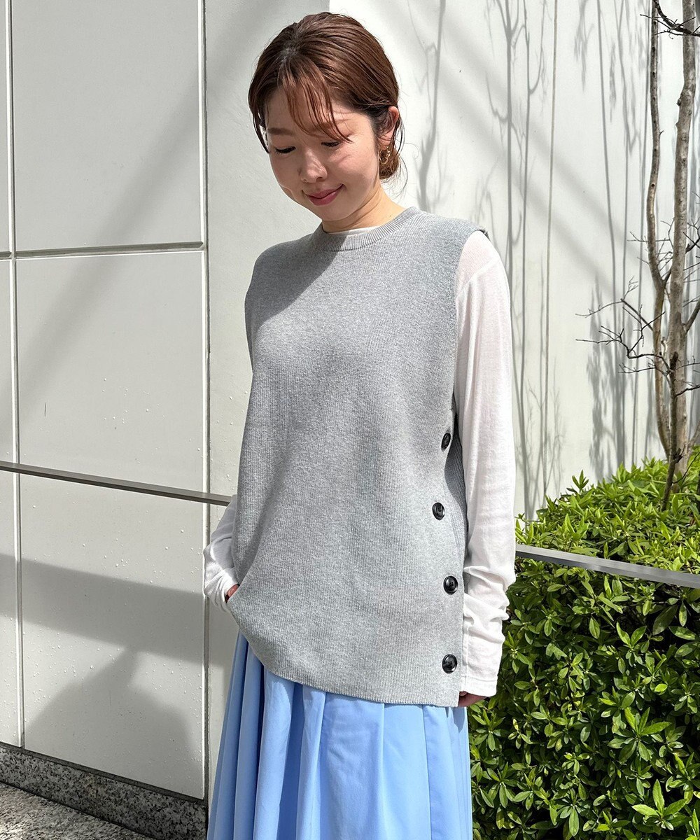 UNFILO 【洗える】サイドボタンニットベスト 