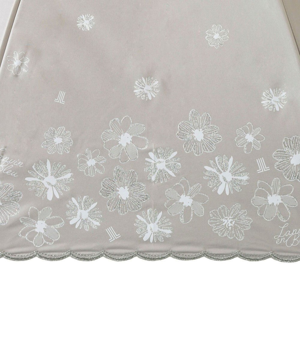 MOONBAT 【遮光率100％/遮熱/UV】LANVIN en Bleu (ランバン オン ブルー)晴雨兼用日傘 フラワーグリッター シルバースカラ刺繍 花柄 長傘 