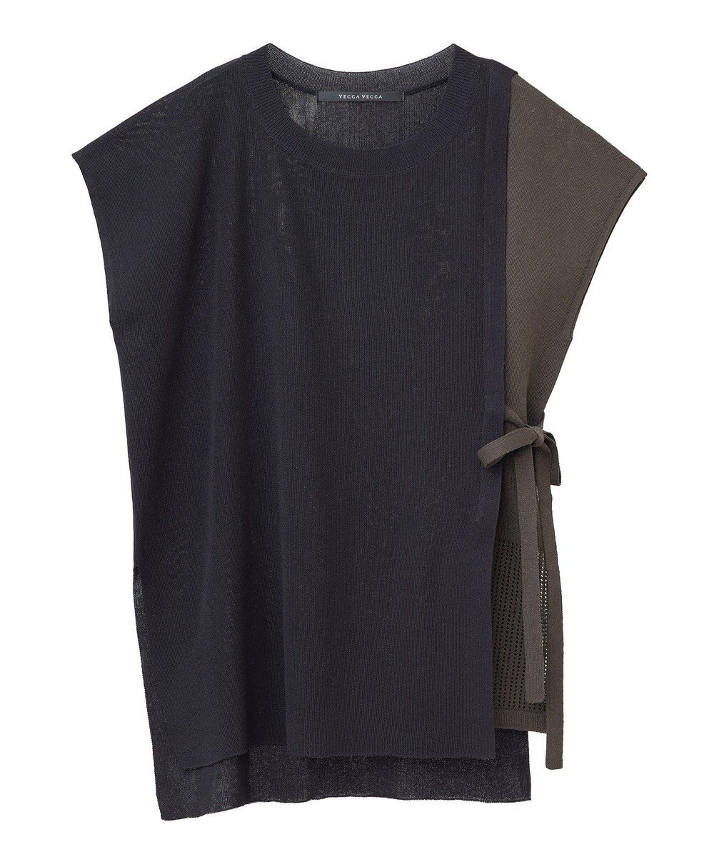 YECCA VECCA メッシュ編みレイヤードニット 