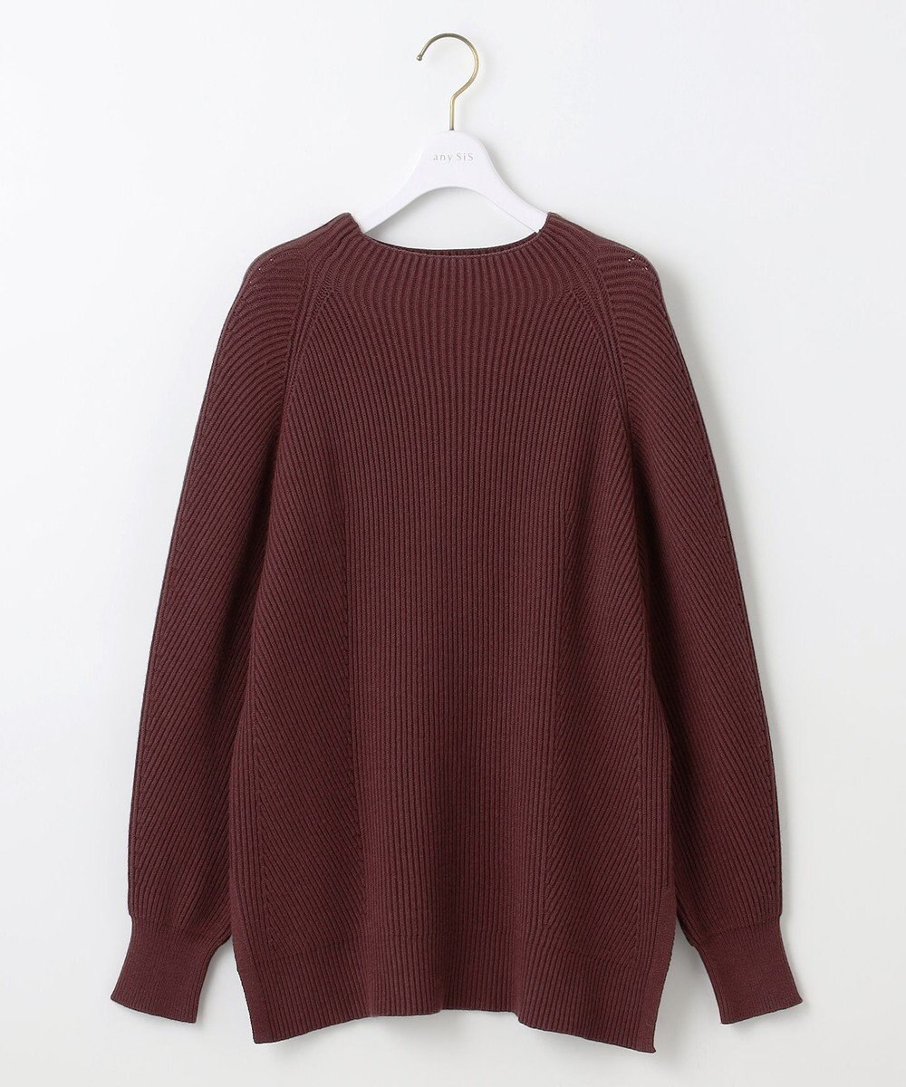 ANY SIS 【洗える・セットアップ可】アンチピリング変形畔 ボトルネック ニット 
