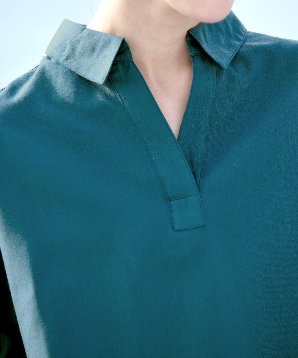 Tiaclasse 【洗える】 リネンミックススキッパーシャツ 