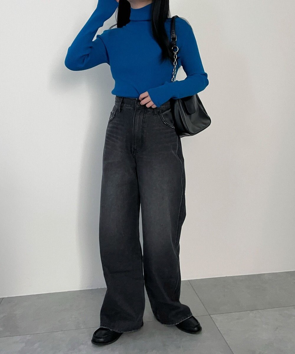 WEGO 【新色追加/美脚/XSSMLサイズ展開】ストレートデニムパンツ 