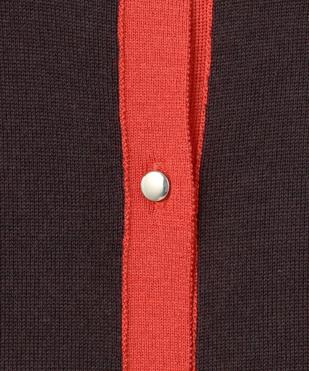 23区 L 【洗える】サステナブルウール バイカラー カーディガン 