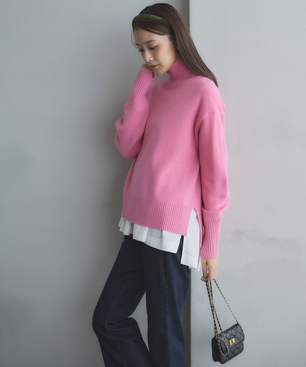 組曲 ウールカシミヤミックス ロールネック ニット 