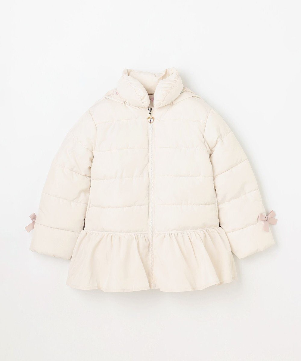 ANY KIDS 【フード取り外し/洗濯機可能】中綿フリル リボンコート 