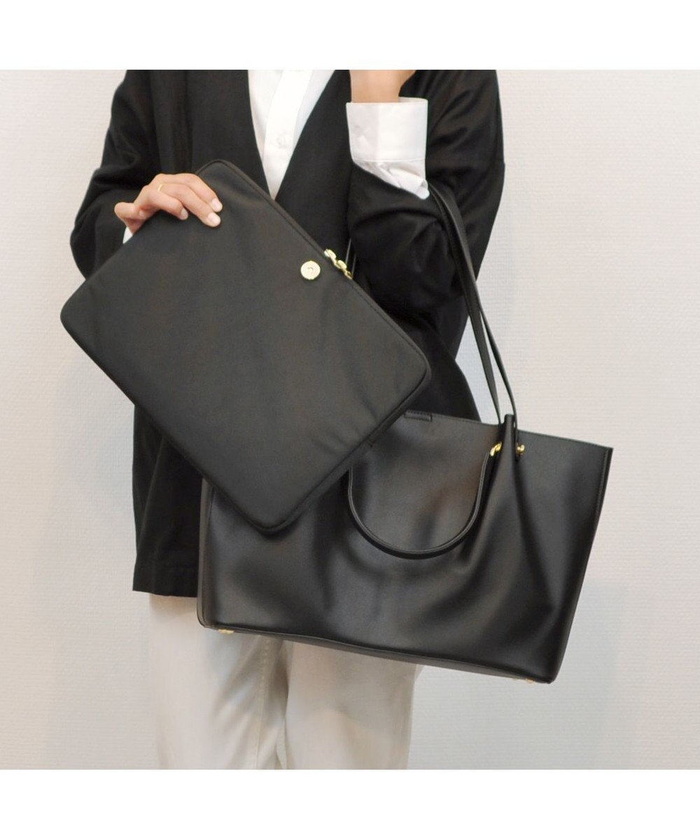 UNBILLION cachecache PCケース付きメタルハンドルA4トートバッグ 