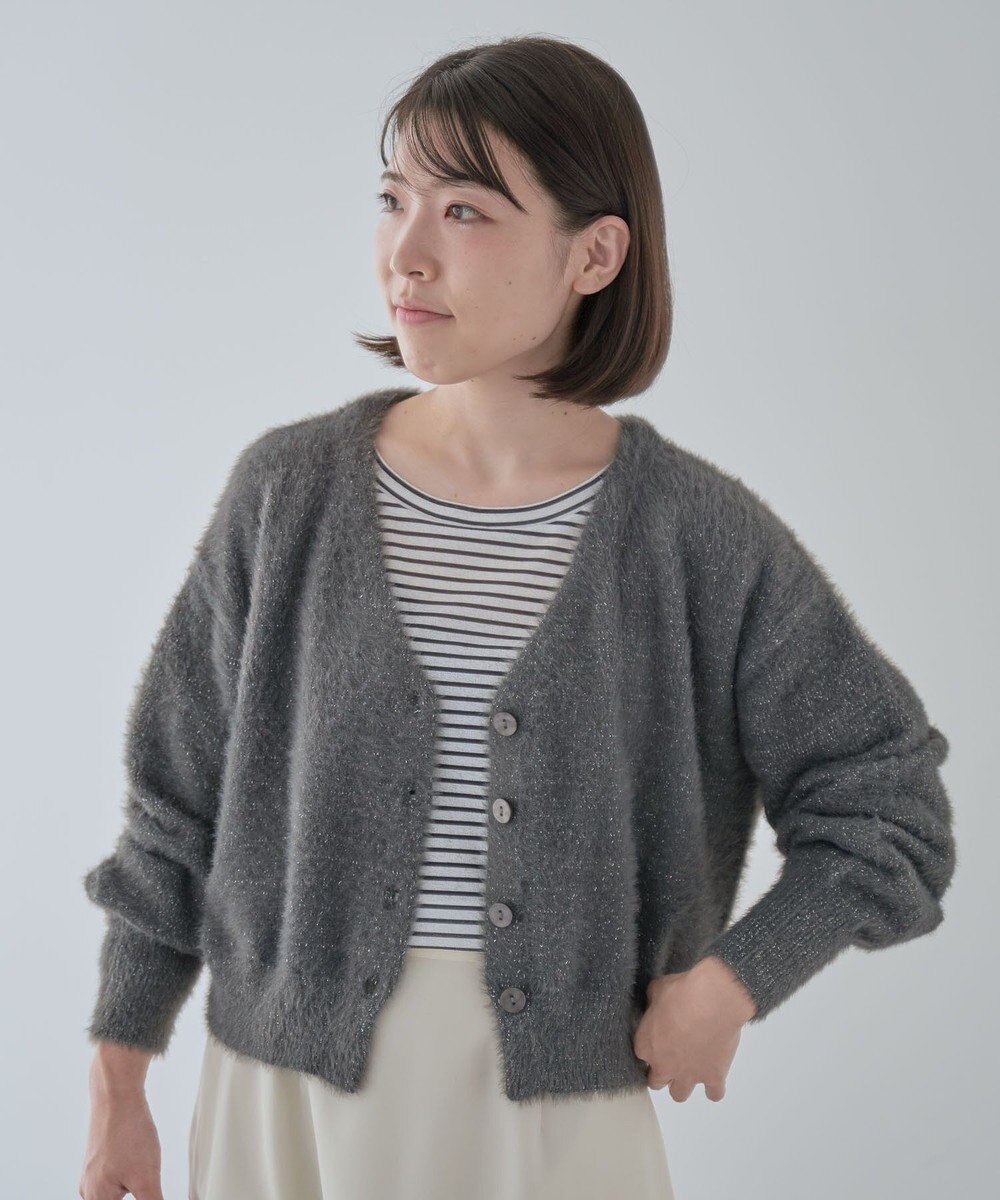 Green Parks ラメシャギーニットカーディガン 