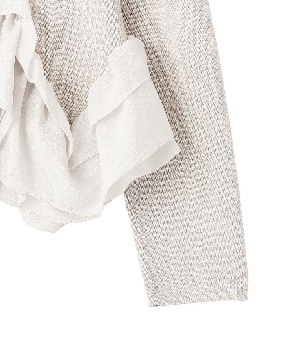 YECCA VECCA パール釦ラッフルカーディガン 