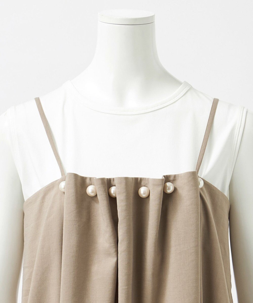 23区 L 【GOLD LABEL】クリスピーリネンストレッチ キャミソールワンピース 