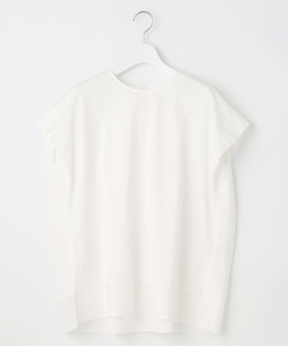 自由区 【XSサイズ～/洗える】ストレッチシャーティング フレンチスリーブブラウス 