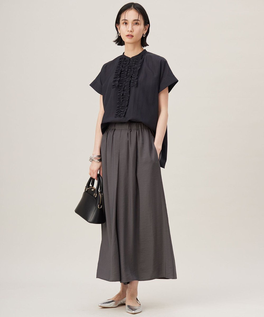 自由区 【洗える】ソフトリネンフリルディティール ブラウス 