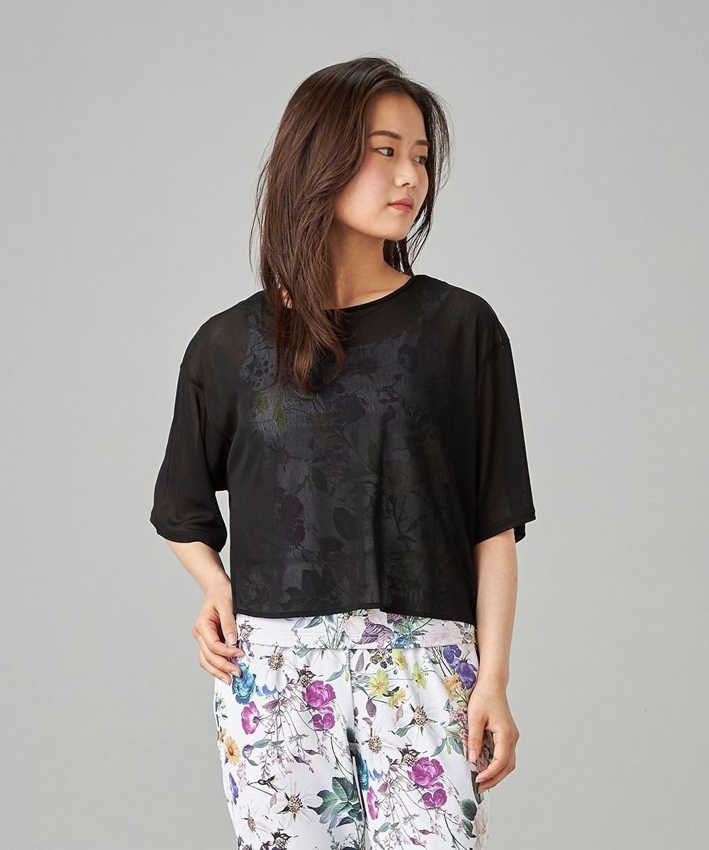 Chacott シアーリブバッククロスTシャツ 