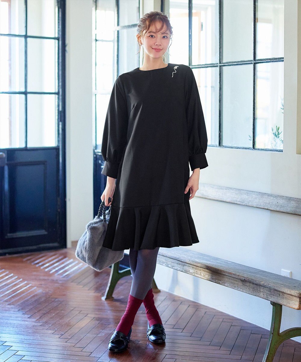 Tiaclasse L 裾フレアパフスリーブワンピース 